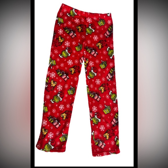 Dr. Seuss Pants - Dr. Seuss The Grinch Pajama Sleepwear Red Soft Pants US Women Size M‎ (0541)